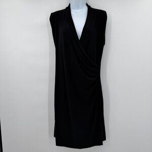 Norma Kamali Women’s Black Sleeveless Wrap Cocktail Midi Dress Size L